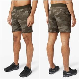 Lululemon T.H.E. Short 7" Mesh Linerless Camo Green Men's L EUC
